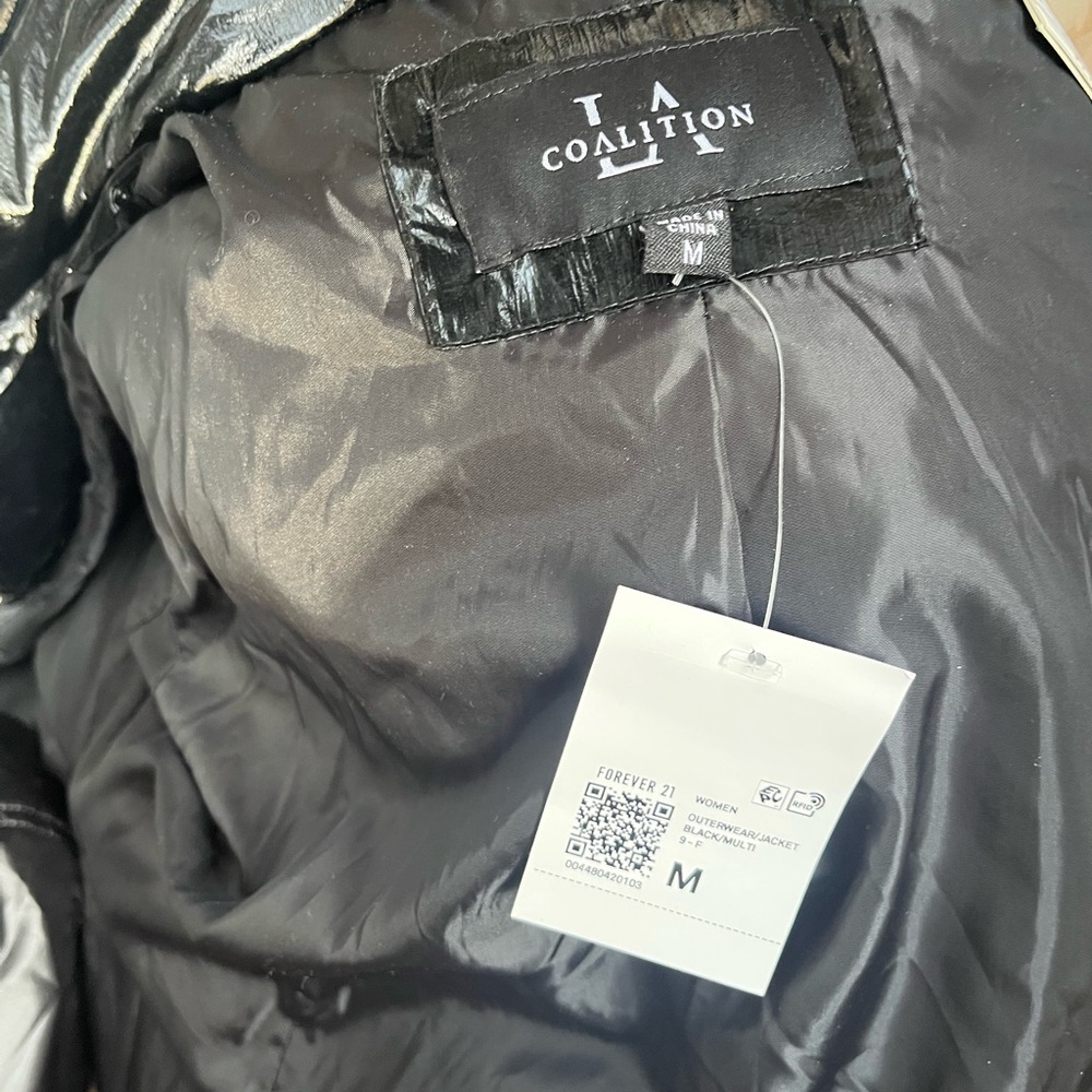 Forever 21 Black and Pink Tweed Puffer Jacket - Picture 6 of 6